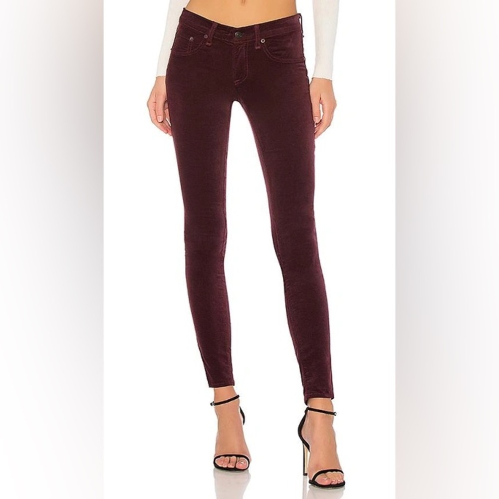 rag & bone Burgundy Velvet Skinny Jeans